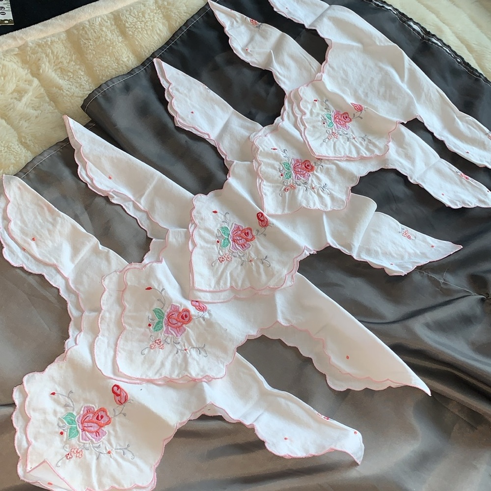 Vintage embroidered napkins versatile and unique